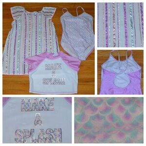 Youth girls More Than Magic mermaid swimsuit, rash guard and cover-up, size 7/8